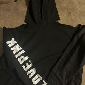 Victoria Secret PINK Cropped Black Hoodie S